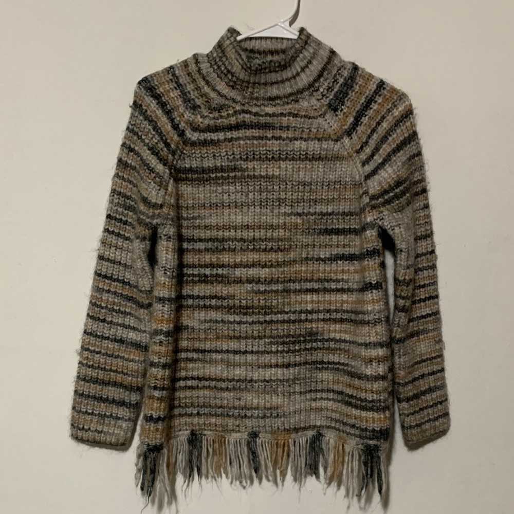 Prima K Turtleneck Fringed Sweater